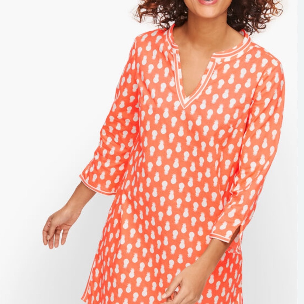 Orange Pineapple Print Swim Cover-Up